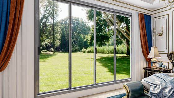 Horizontal Double Thủy tinh Nhôm Trượt Thủy tinh Cửa Khóa nhiệt kín âm thanh